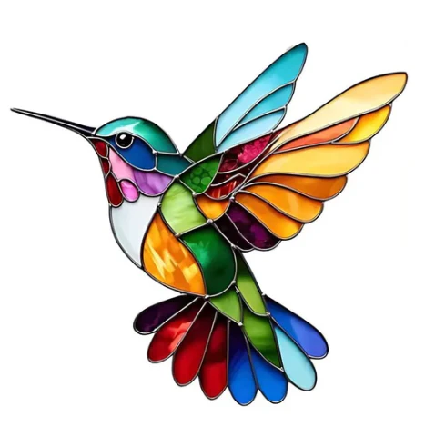 Åke™ - Mehrfarbige hypoallergene Edelstahl-Kolibri-Halskette - Image 4