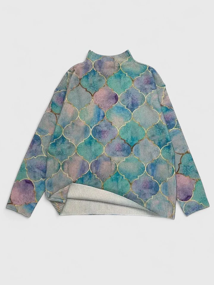 Arvane™ – Künstlerisch Gemusterter Pullover mit Hohem Kragen - Image 2