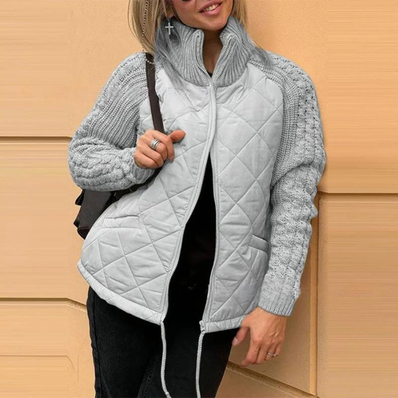 Auvia™ – Damenjacke Aus Gestricktem Patchwork Leichte und Stilvolle Daunenjacke - Image 4