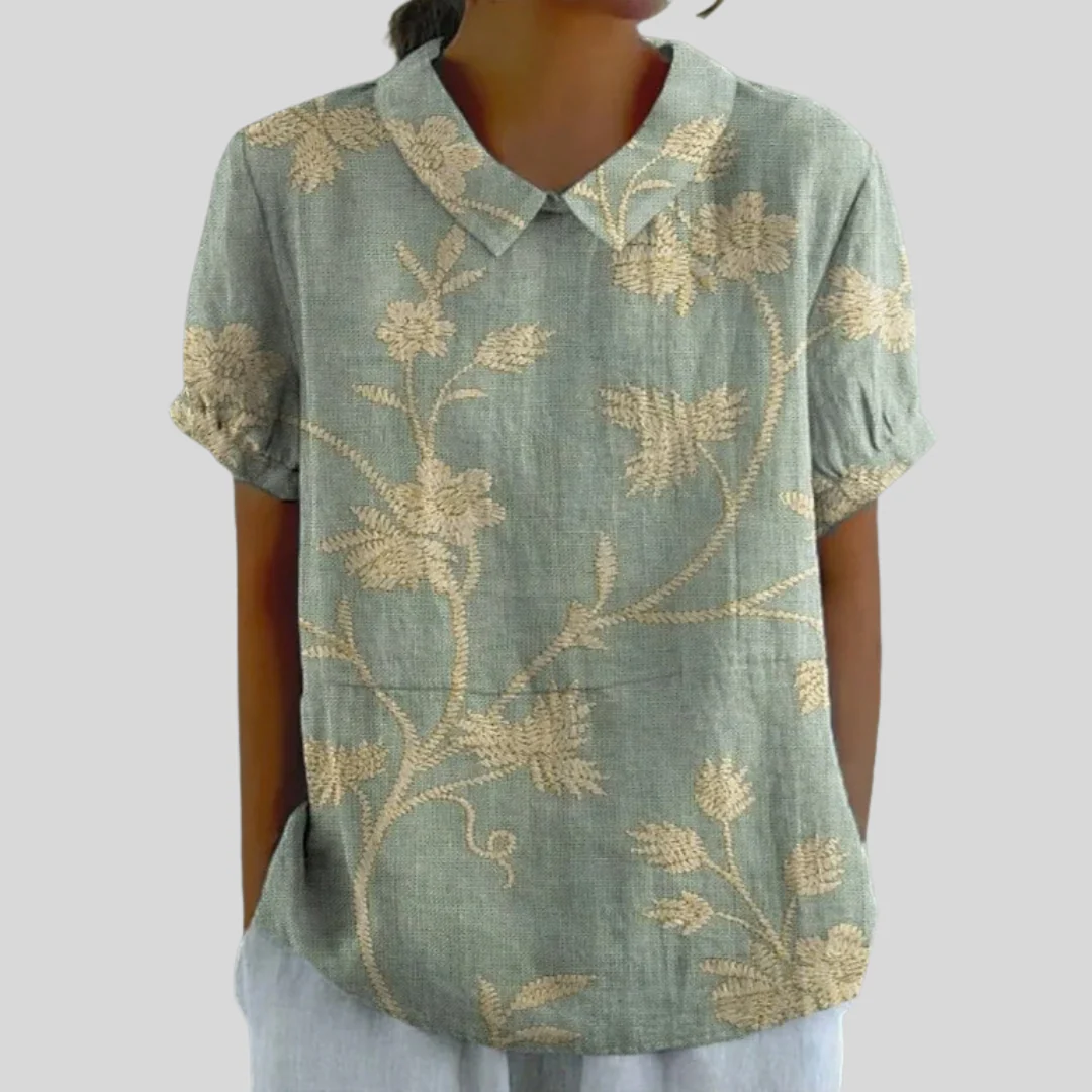 Célestine - Bluse mit Pflanzenstickerei