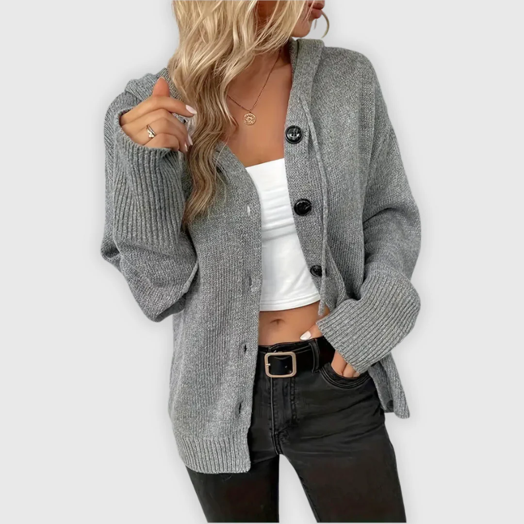 Chivana™ - Stylischer & Schicker Langarm-Hoodie mit Knopfleiste