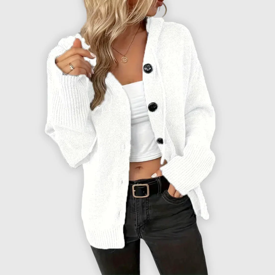 Chivana™ - Stylischer & Schicker Langarm-Hoodie mit Knopfleiste - Image 3