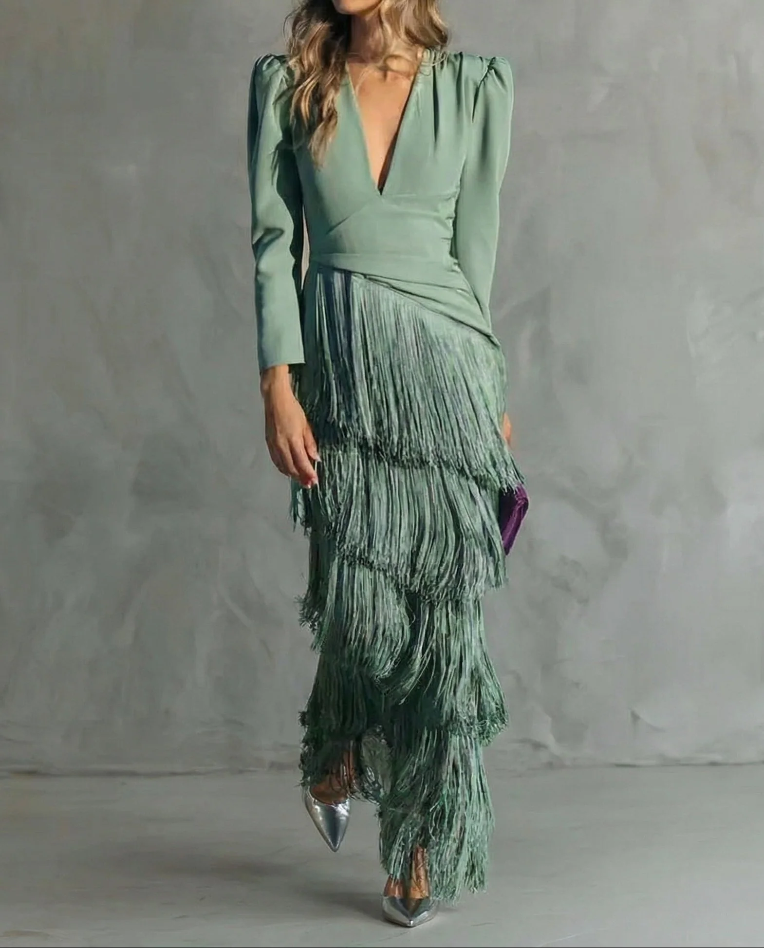 Ciara™ – Elegantes Kleid mit Fransenärmeln - Image 2