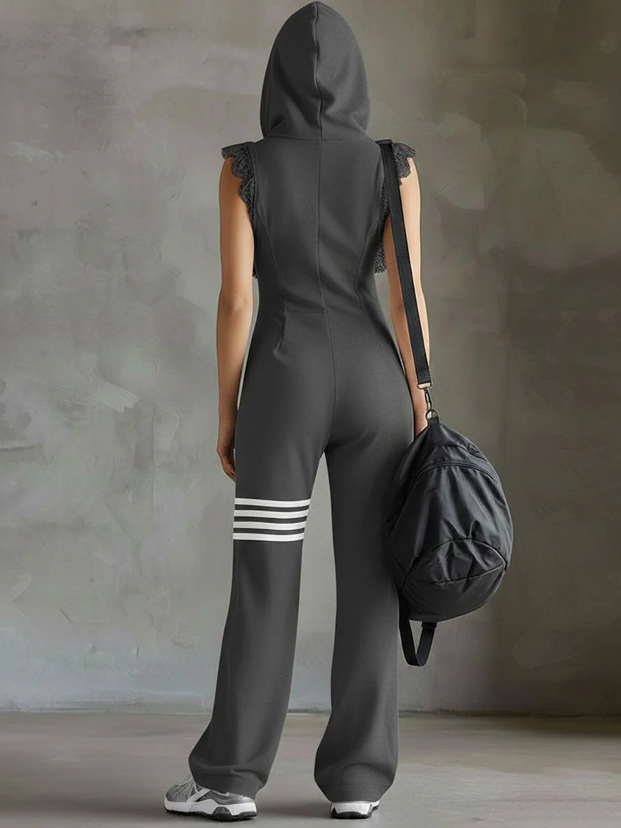 Daniela™ - Sportlicher Retro-Jumpsuit mit Kapuze und Streifen - Image 8