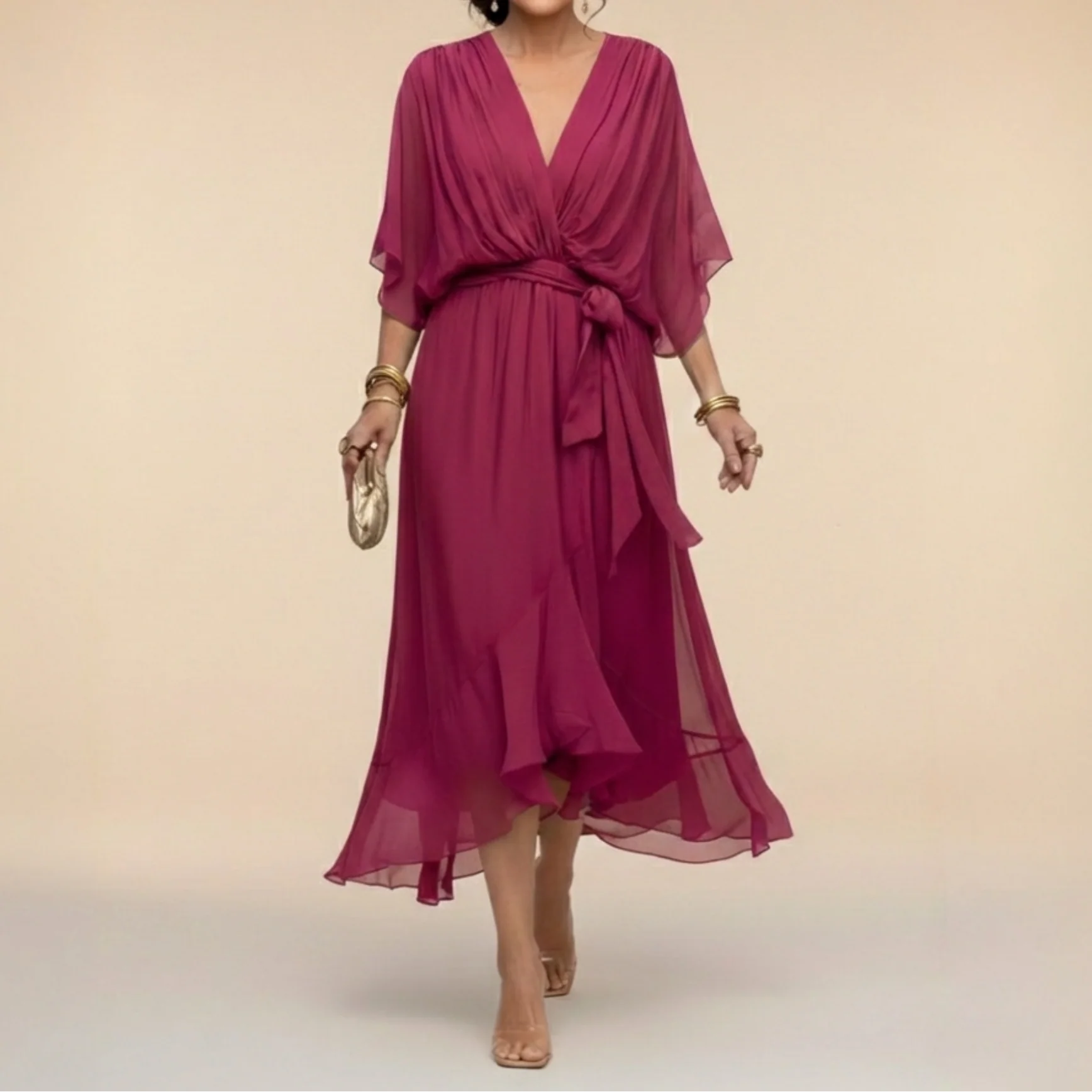Deria™ - Chiffonkleid mit V-Ausschnitt - Image 3
