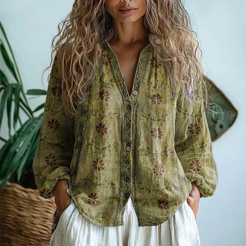 Ebba™ - Elegante Bluse mit Blattmuster - Image 3