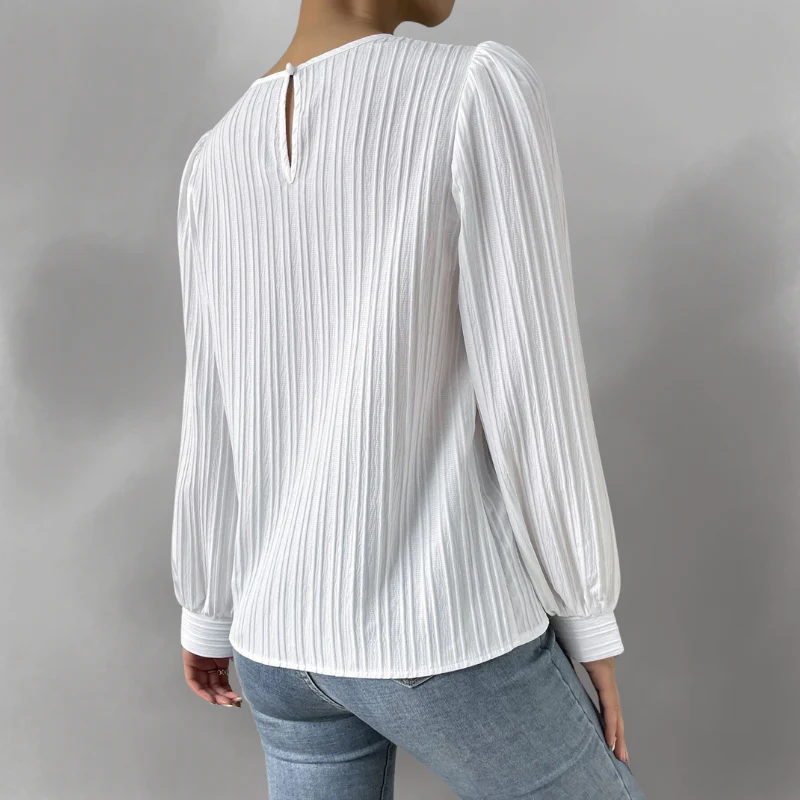Elevelle™ – Elegante Plissee-Bluse mit Langen Ärmeln - Image 3