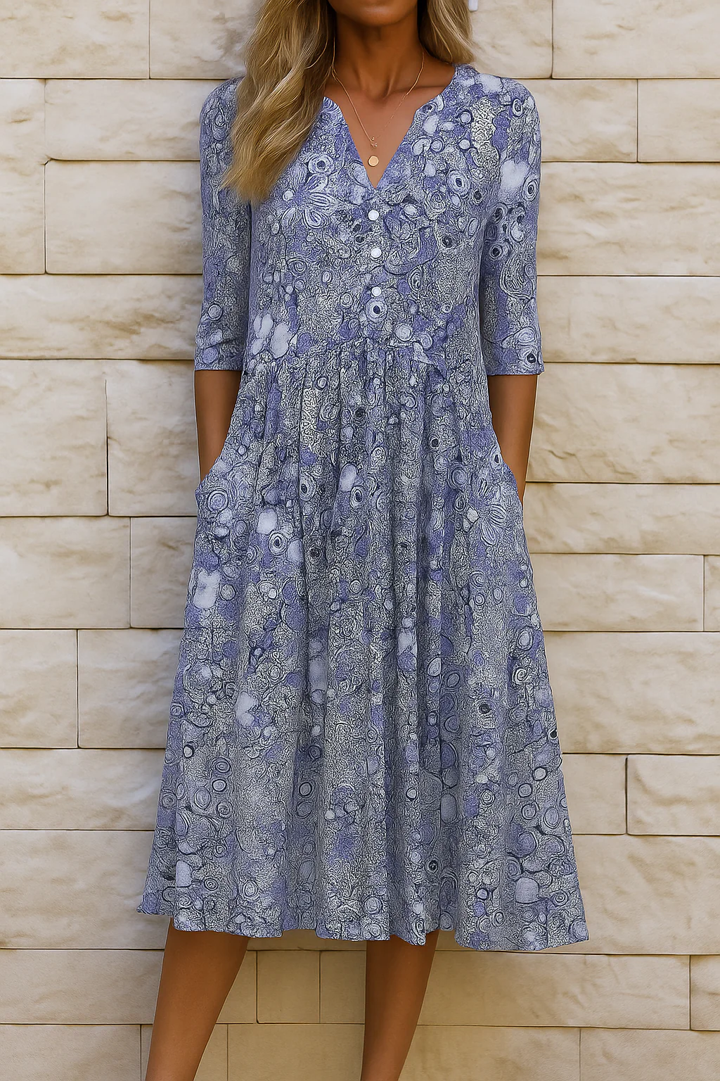 Elia™ - Bedrucktes Midikleid mit V-Ausschnitt - Image 2