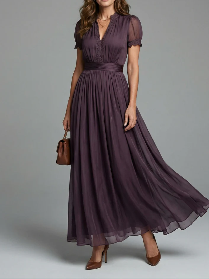 Elia - Maxikleid mit Geraffter Taille und Ausschnitt