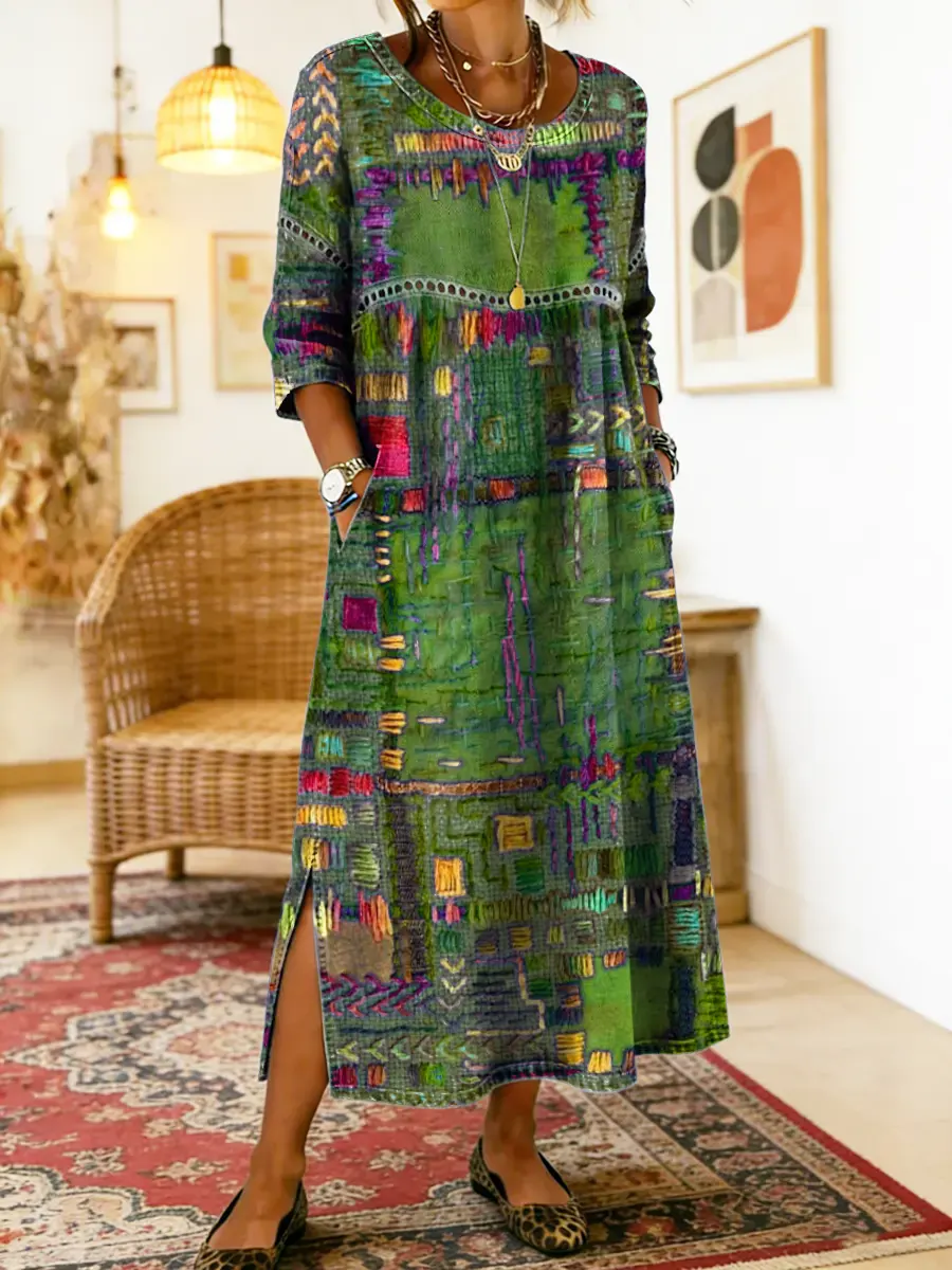 Eryn™ - Farbenfrohes Kleid mit Ethnischem Patchwork - Image 5