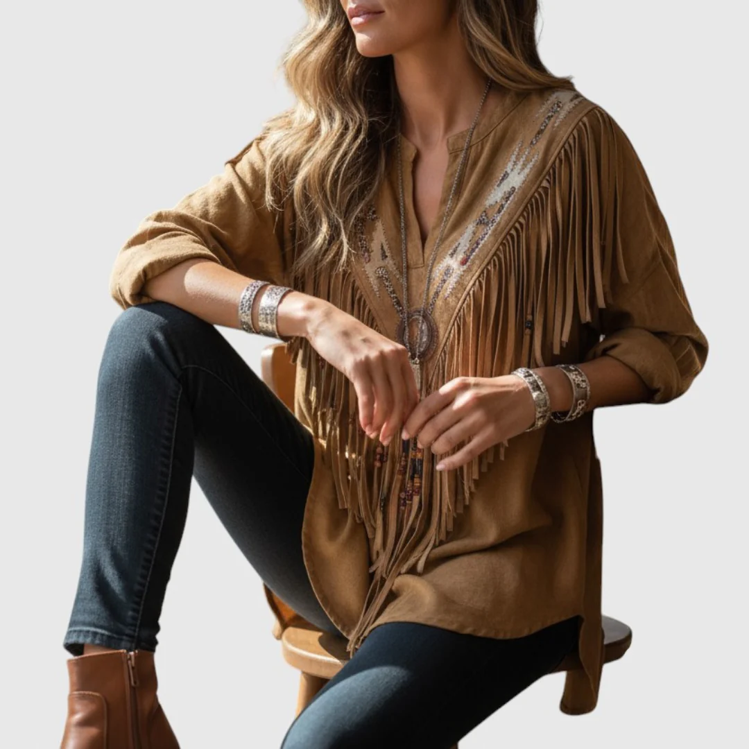 Esmie™ - Damen-Bluse im Boho-Stil Ethnischer Vintage-Stil - Image 3