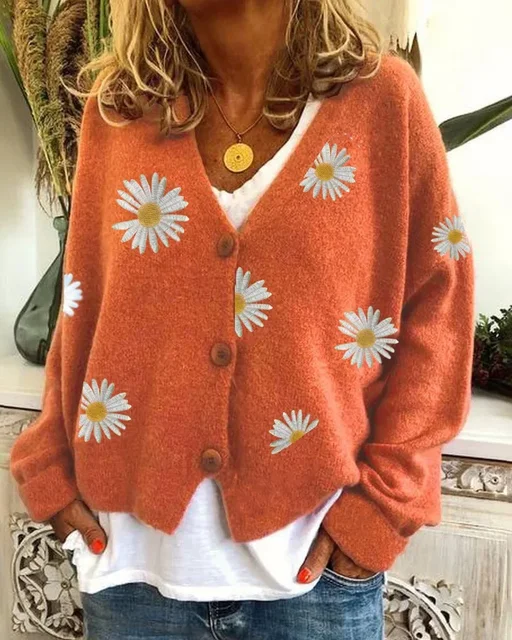 Fiorine™ - Bestickte, Stilvolle Strickjacke mit Peter-Pan-Kragen - Image 5