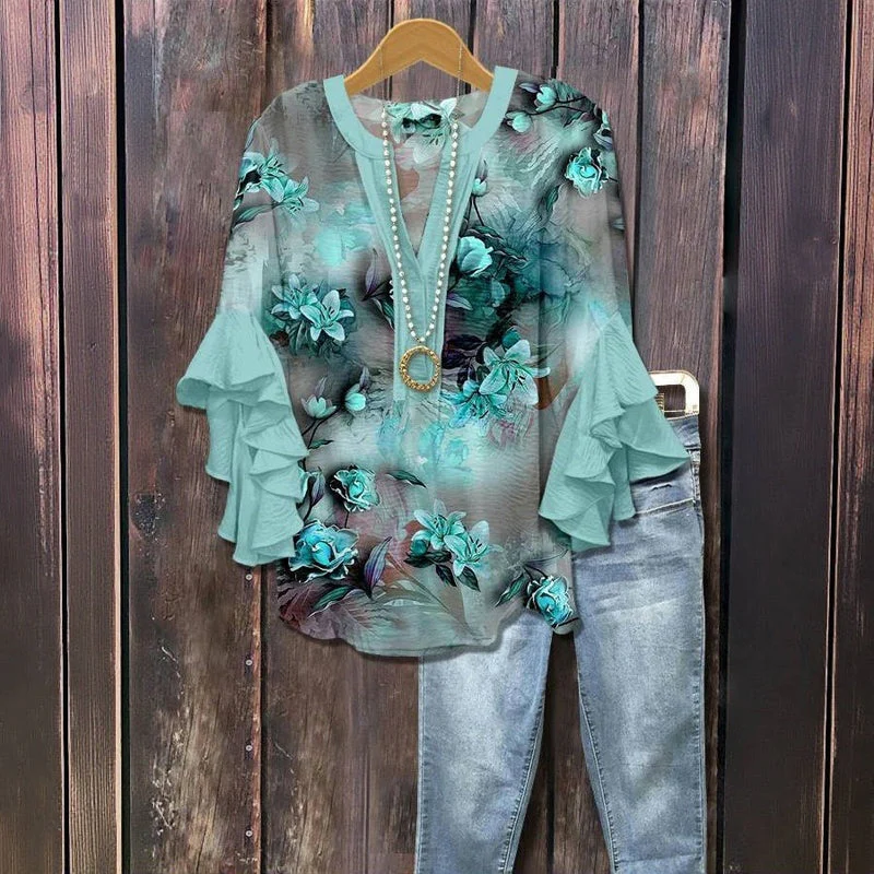Florina™ - Bluse mit Blumenmuster, Volantärmeln und femininem Schnitt - Image 6