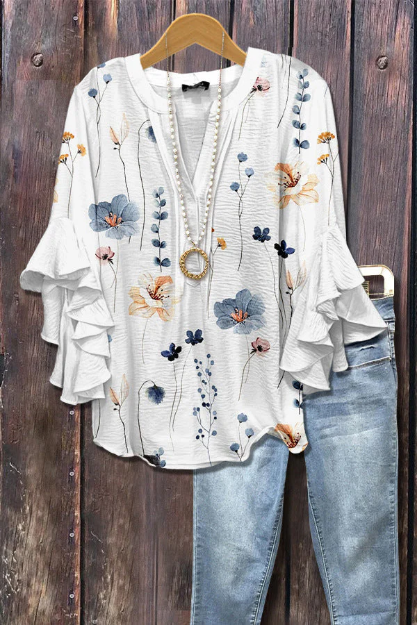 Florina™ - Bluse mit Blumenmuster, Volantärmeln und femininem Schnitt - Image 7
