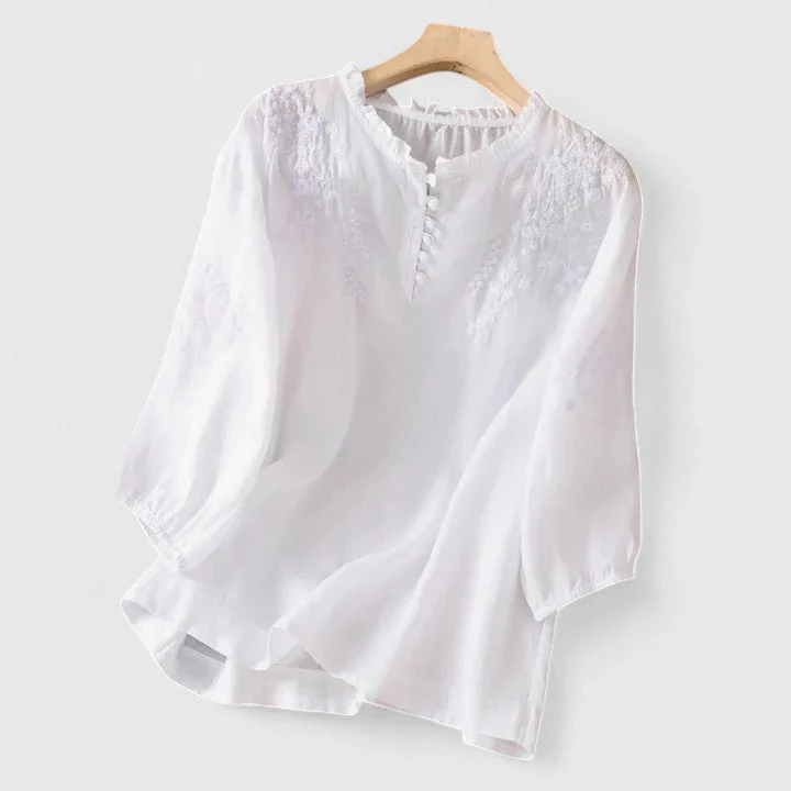 Florique™ - Luftige Bluse mit Besticktem Schulterdesign - Image 2