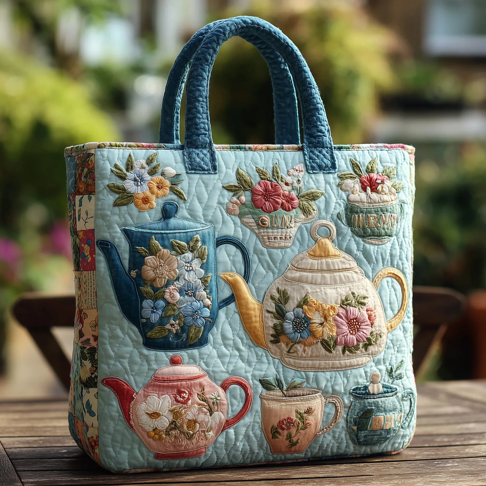 Handgefertigte Tasche - Blumenmuster