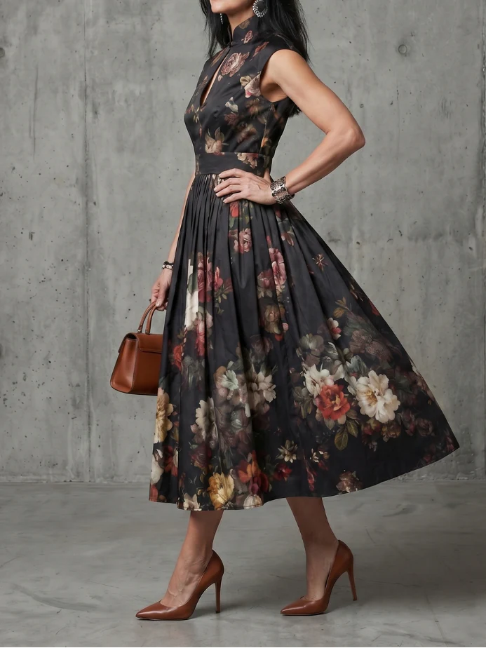 Greta - Midikleid mit Stehkragen und Tropfenausschnitt - Image 2