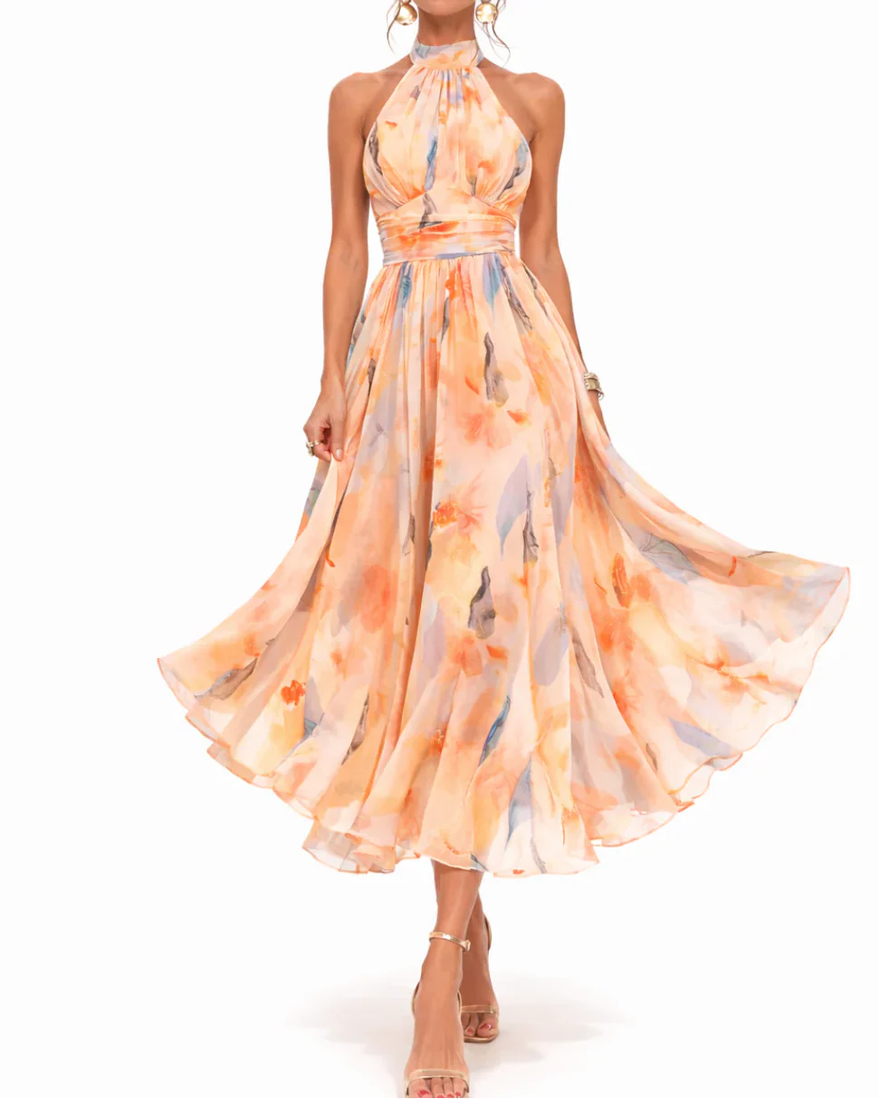Halty™ - Kleid mit Halterkragen und Aquarellmuster - Image 2