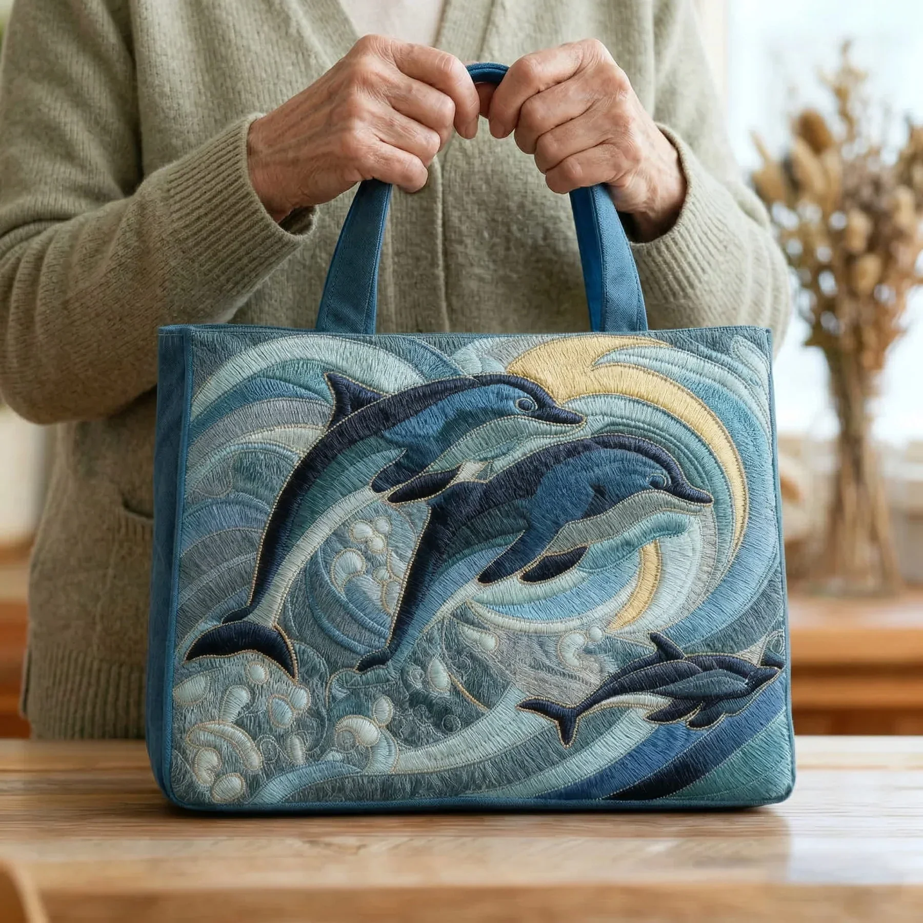 Handgefertigte Tasche - Delfin des Ozeans - Image 2