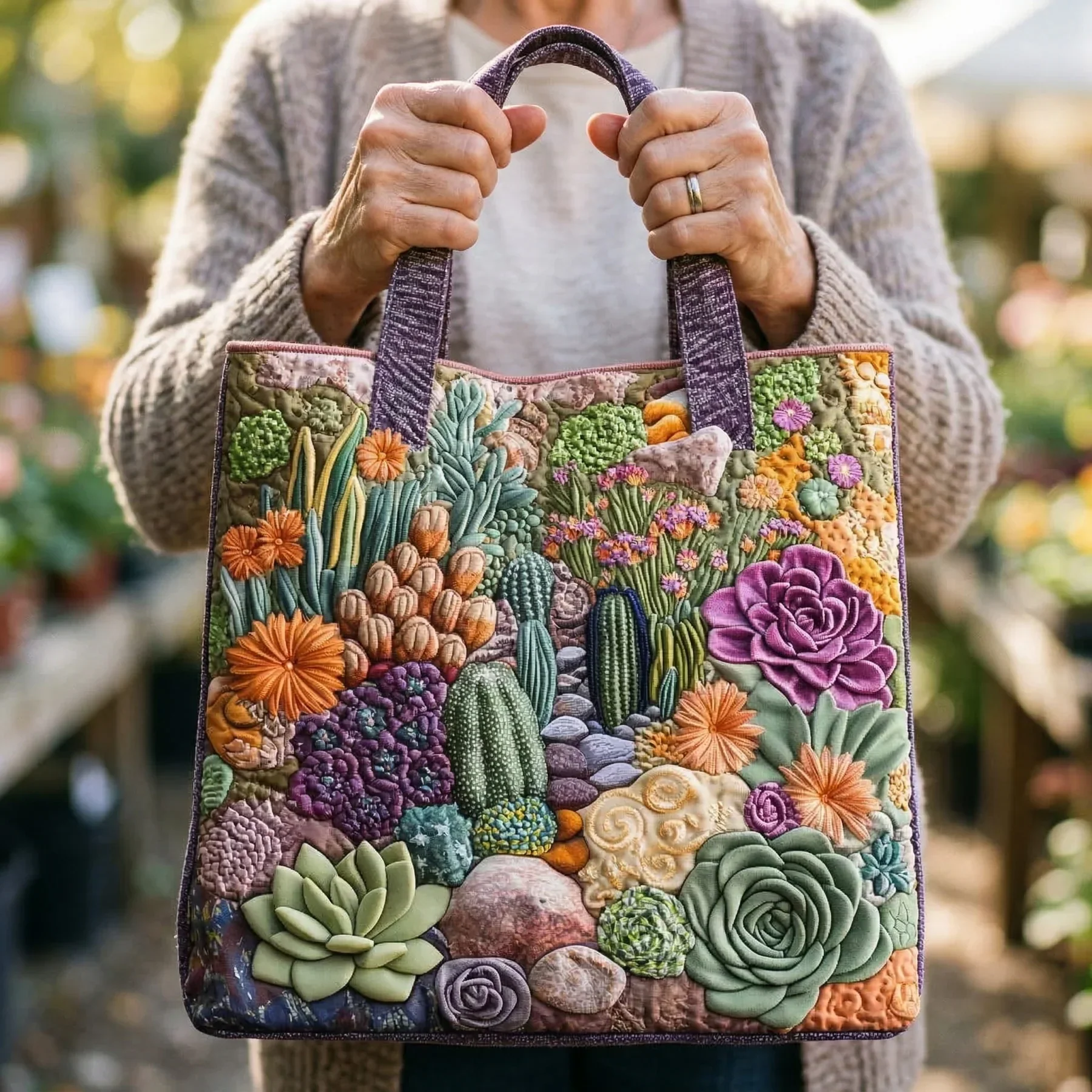 Handgefertigte Tasche – Garten der Sukkulenten - Image 2