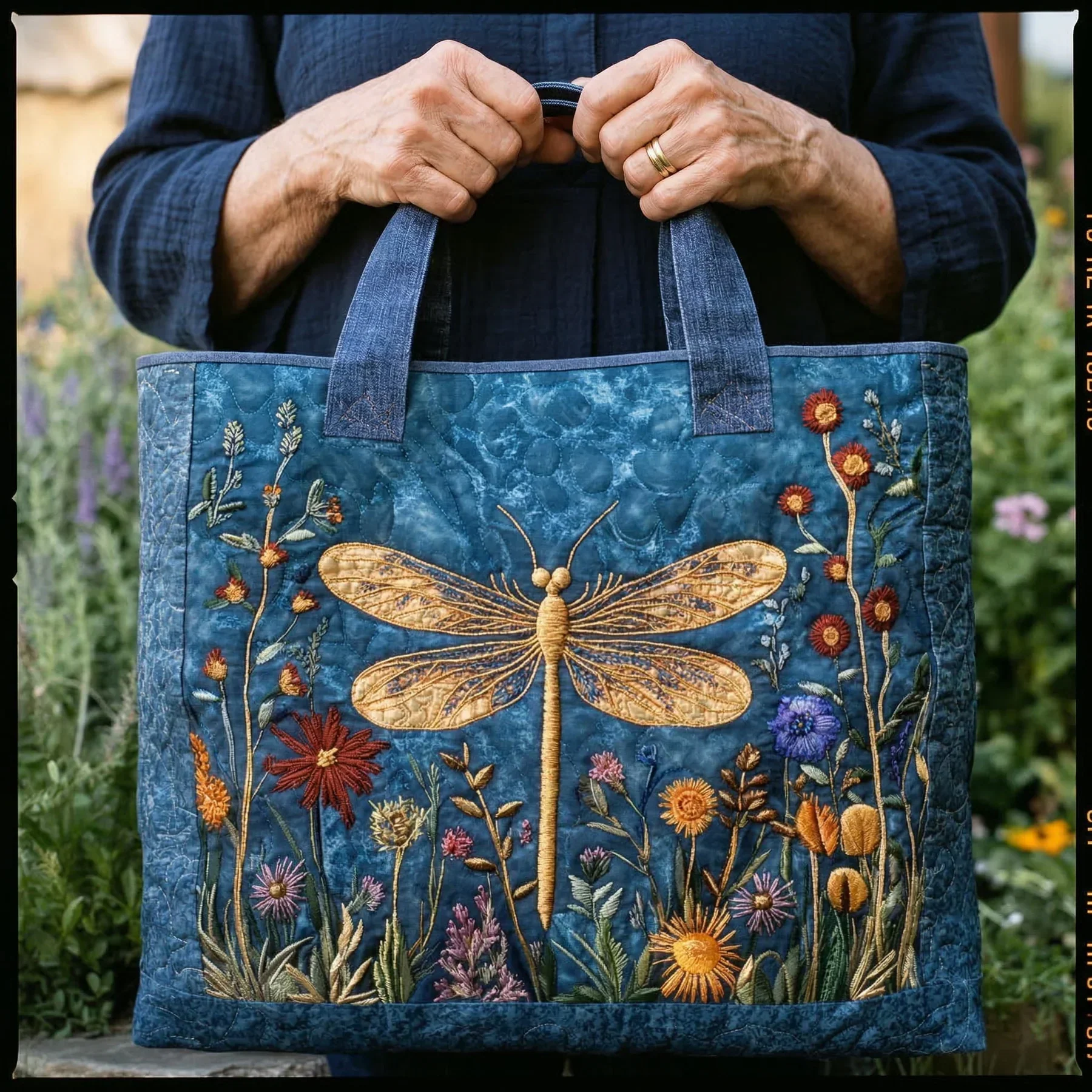 Handgefertigte Tasche - Goldene Libelle - Image 2