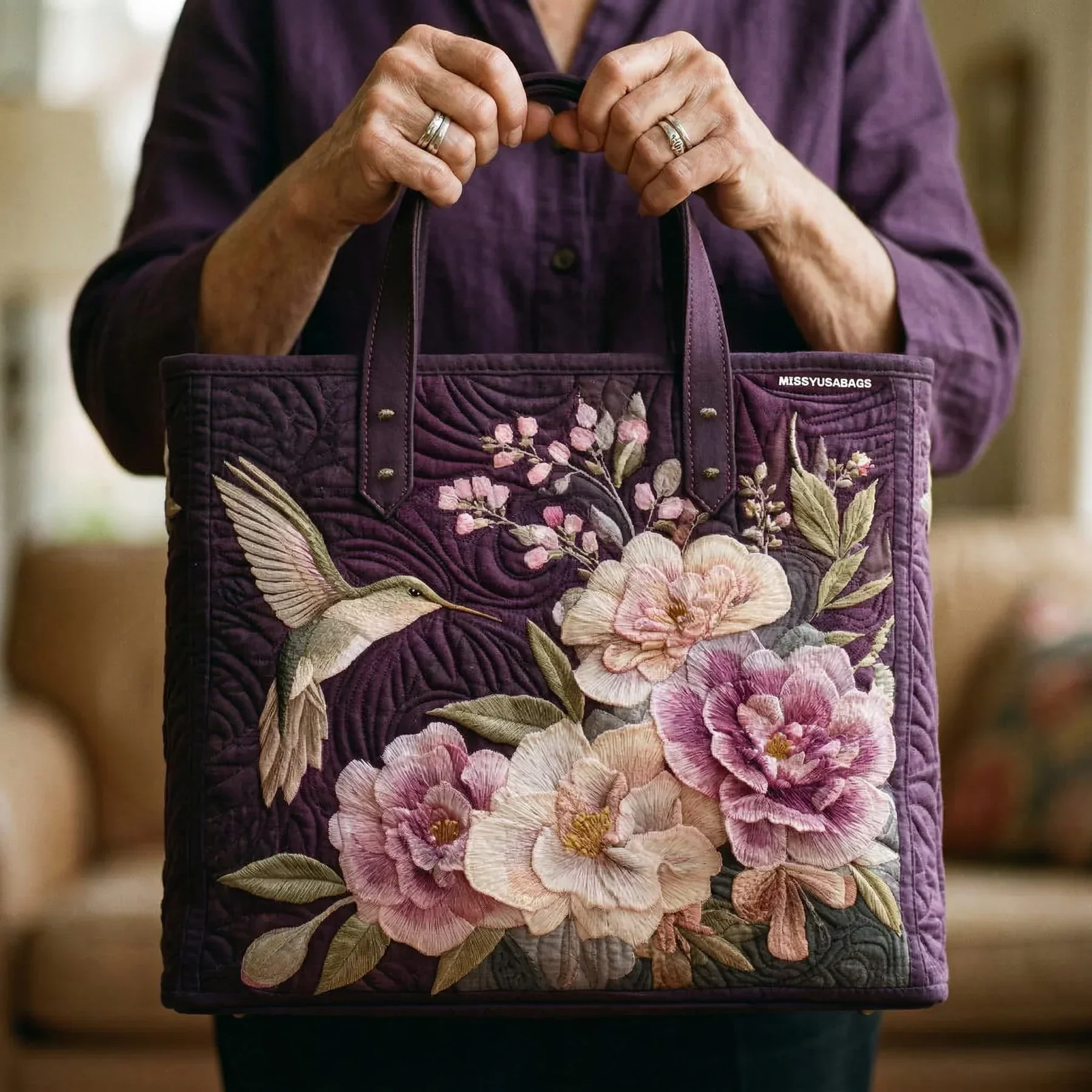 Handgefertigte Tasche – Kolibris und Orchideen - Image 2