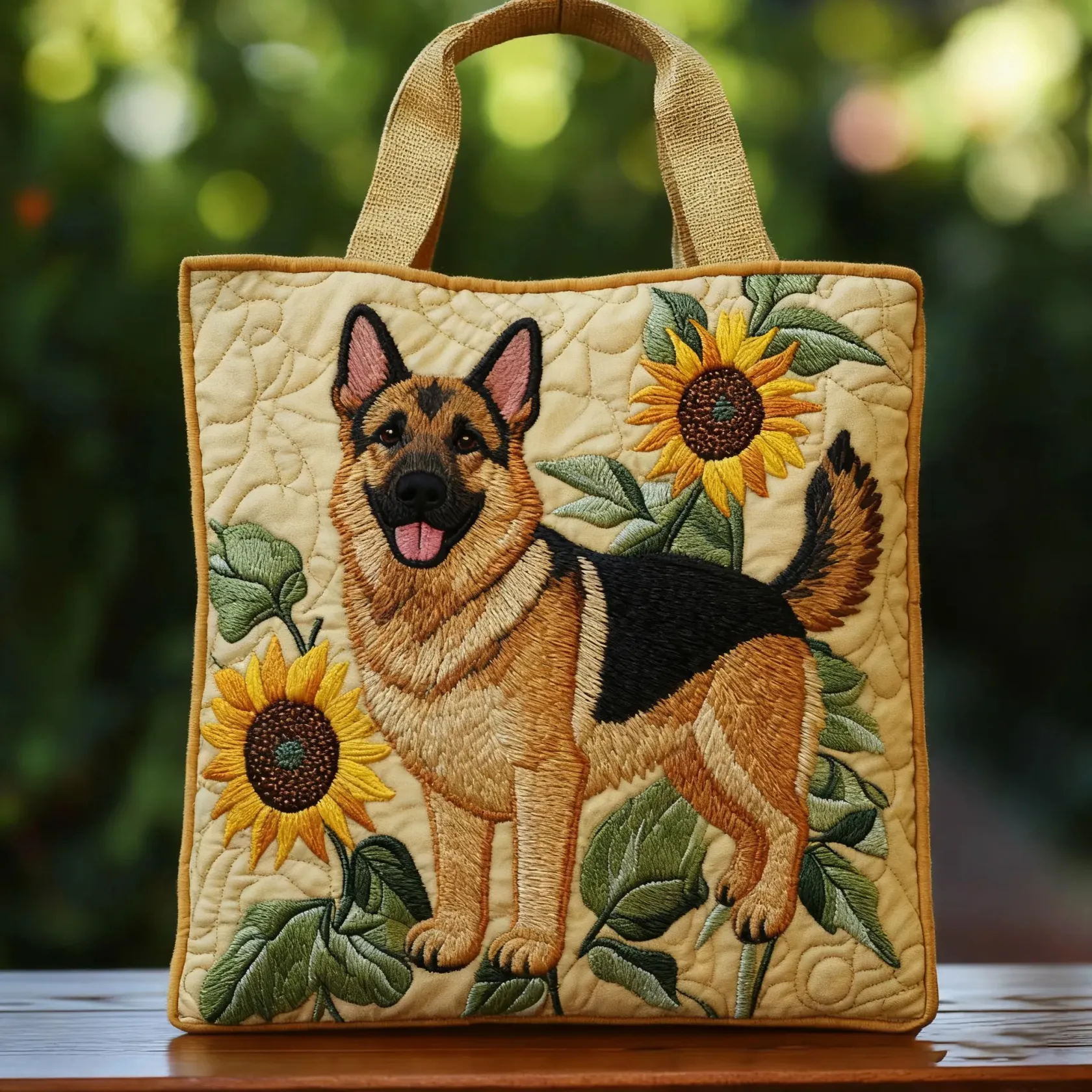 Handgefertigte Tasche – Deutscher Schäferhund Floral