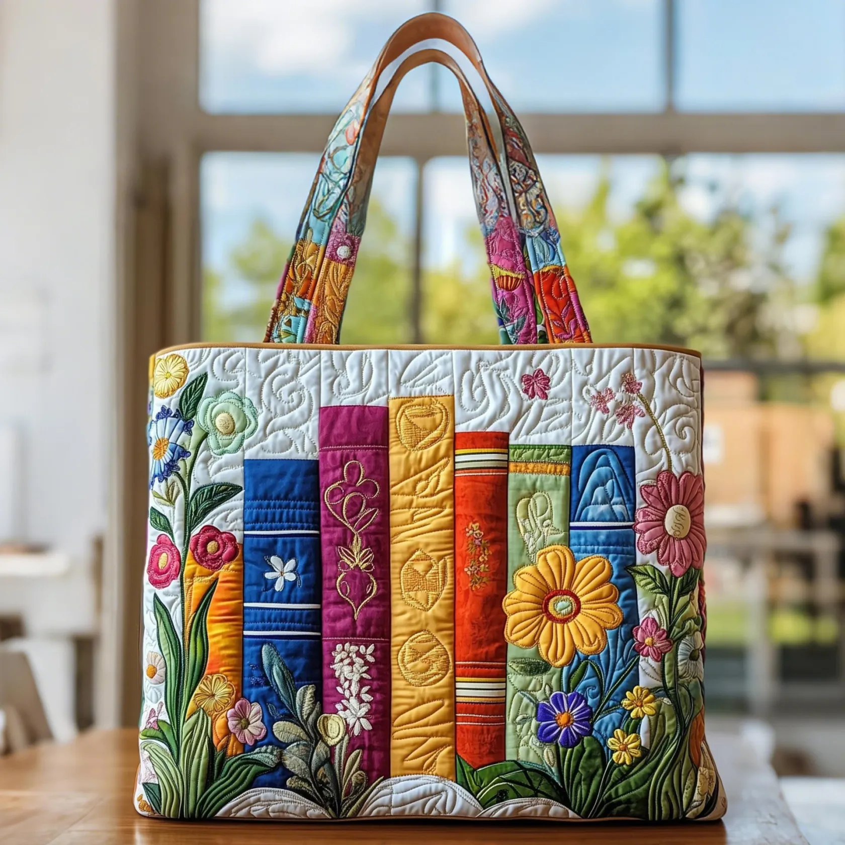 Handwerkliche Tasche - Florale Bibliothek