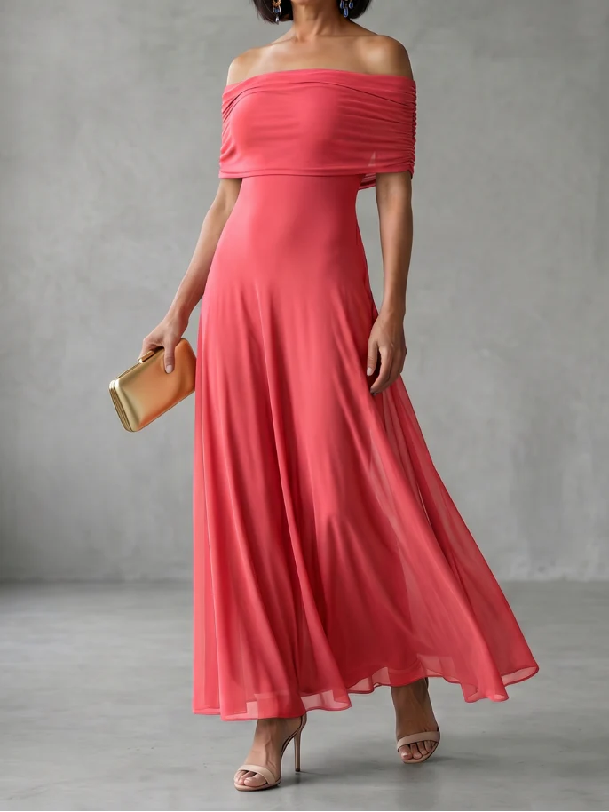 Juni - Midikleid mit Schulterfreier Drapierung - Image 5
