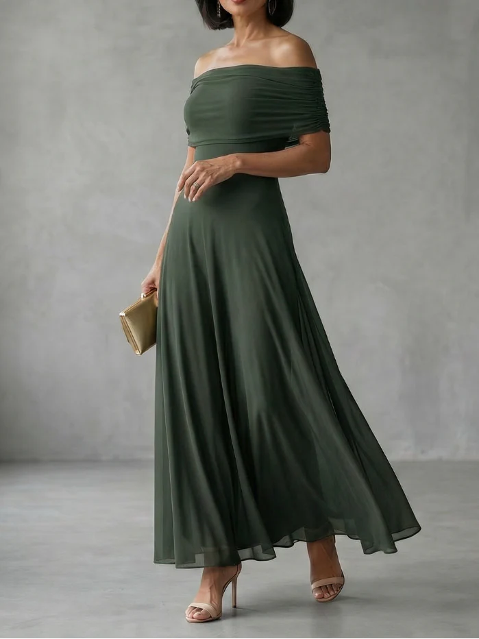 Juni - Midikleid mit Schulterfreier Drapierung - Image 7