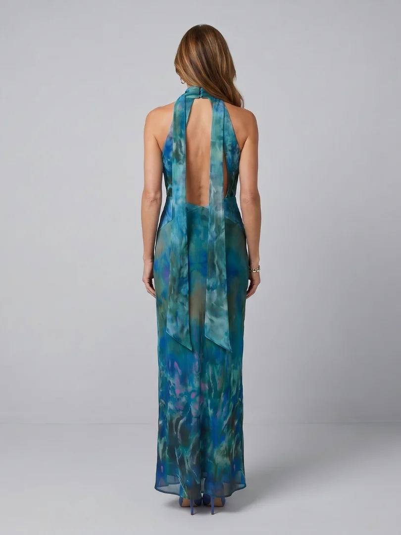 Juniper - Maxikleid ohne Ärmel mit Halterkragen und Ausschnitt - Image 4