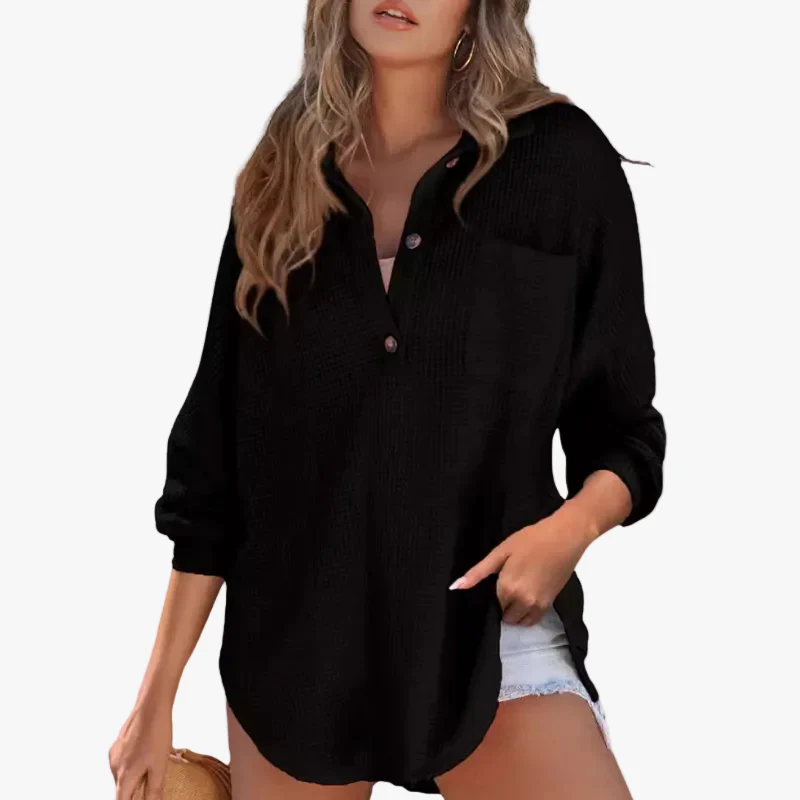 Kery™ – Lässige Leichte Tunika-Bluse mit Knöpfen und V-Ausschnitt - Image 5