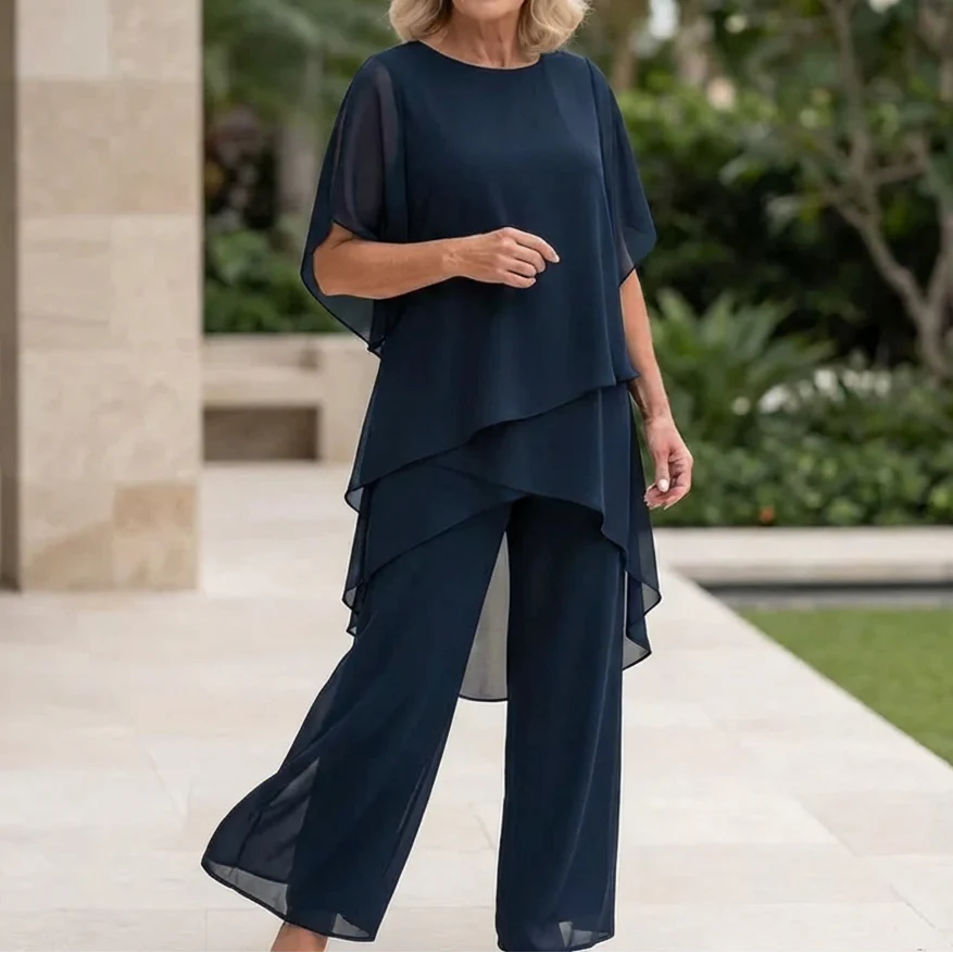 Kizia™ - Drapiertes Oberteil mit Palazzo-Hose