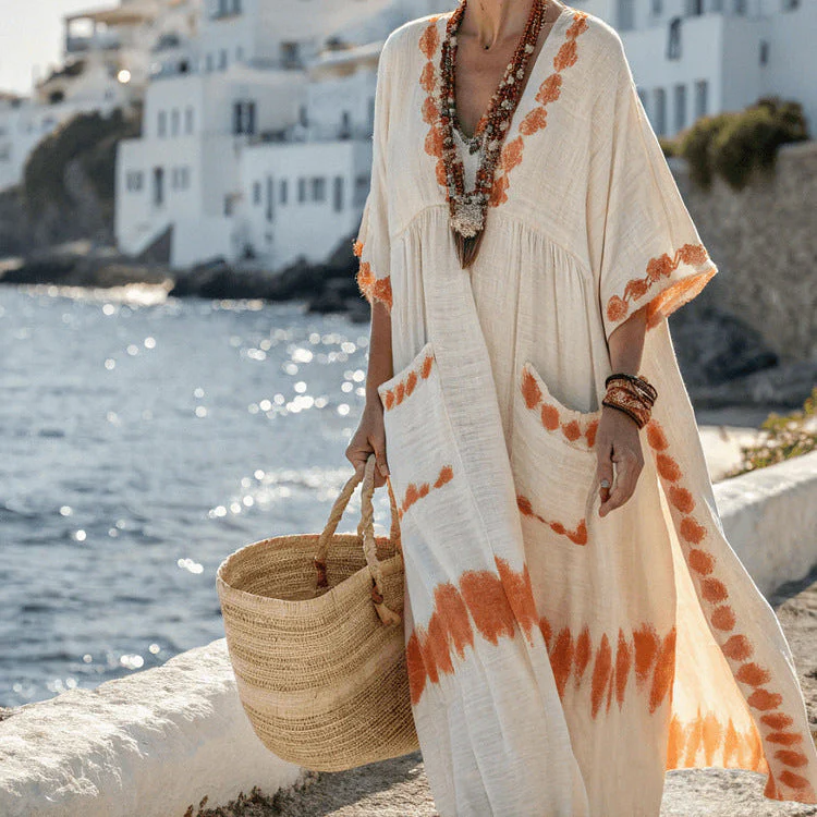 Kleid Kaftan Faustine – Ocker aus Naxos