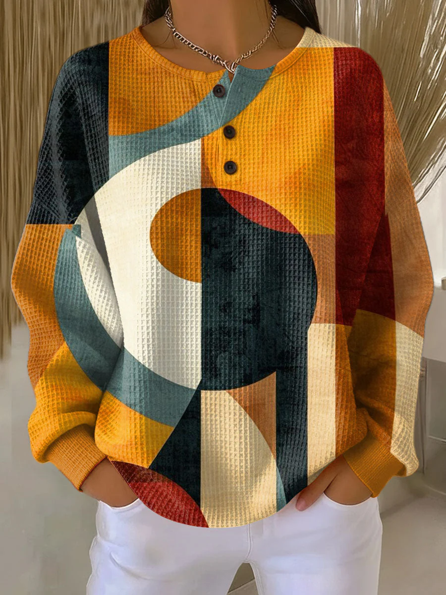 Lærke™ - Waffelpullover mit geometrischem Muster