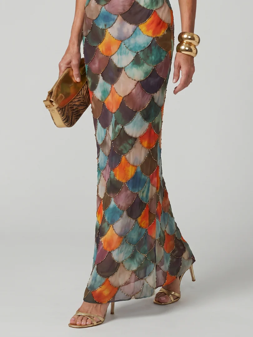 Larkin - Maxikleid mit mehrfarbigem Schuppenmuster - Image 3