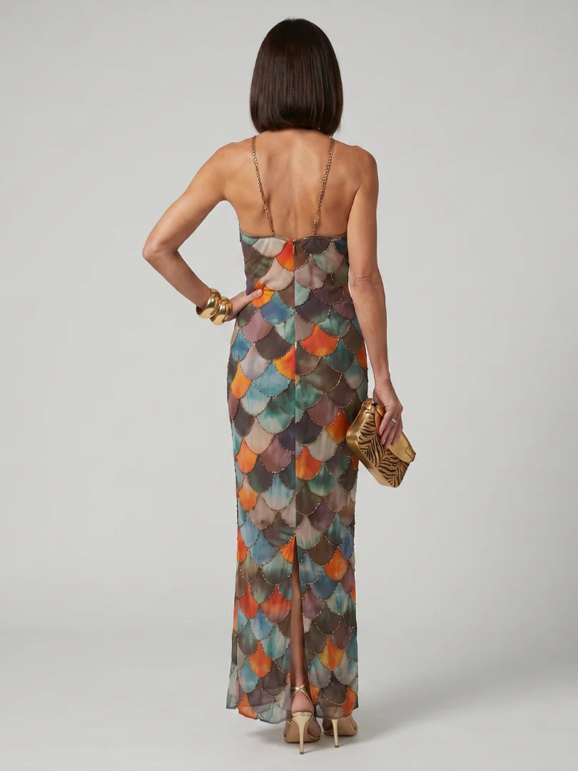 Larkin - Maxikleid mit mehrfarbigem Schuppenmuster - Image 4