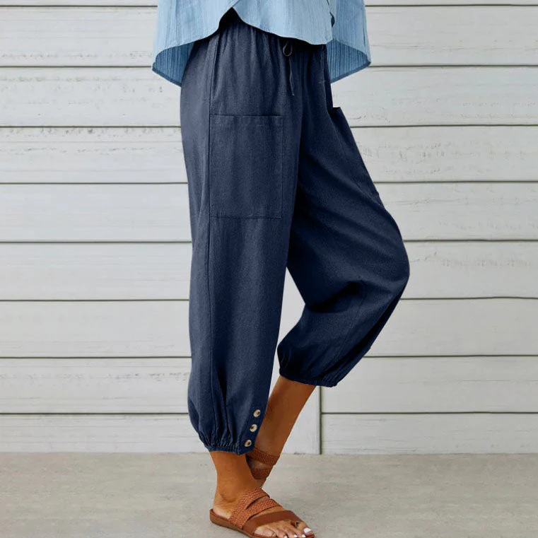 Lidia™ - Weite Damenhose aus Baumwolle und Leinen - Image 10