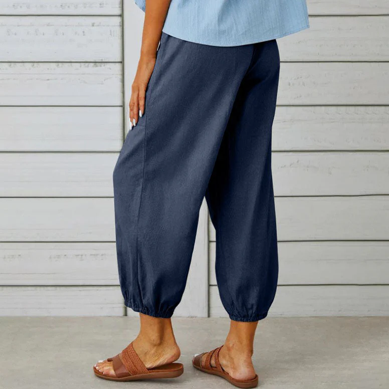 Lidia™ - Weite Damenhose aus Baumwolle und Leinen - Image 11