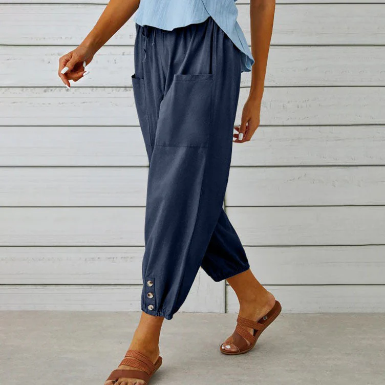 Lidia™ - Weite Damenhose aus Baumwolle und Leinen - Image 12