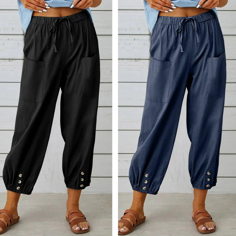 Lidia™ - Weite Damenhose aus Baumwolle und Leinen - Image 13