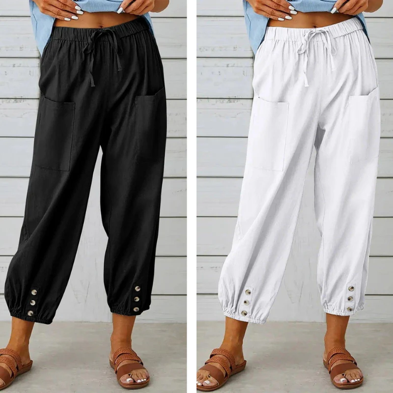 Lidia™ - Weite Damenhose aus Baumwolle und Leinen - Image 14