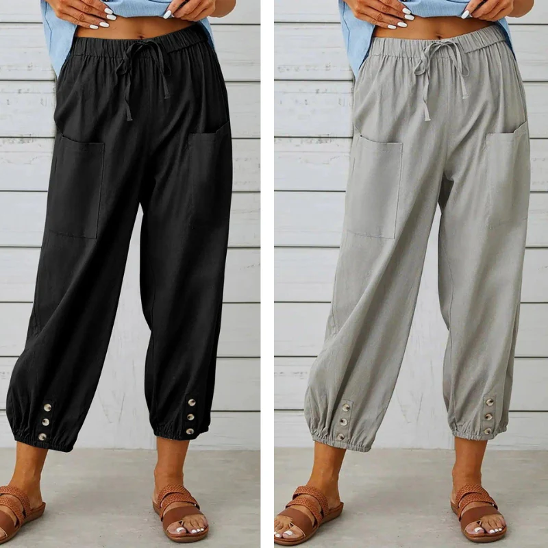 Lidia™ - Weite Damenhose aus Baumwolle und Leinen - Image 15