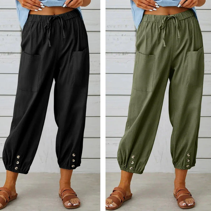 Lidia™ - Weite Damenhose aus Baumwolle und Leinen - Image 16
