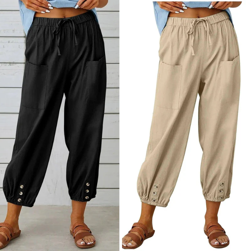 Lidia™ - Weite Damenhose aus Baumwolle und Leinen - Image 17