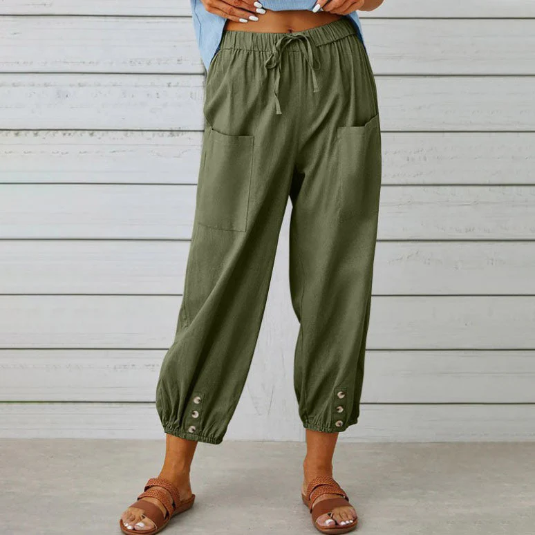 Lidia™ - Weite Damenhose aus Baumwolle und Leinen - Image 3