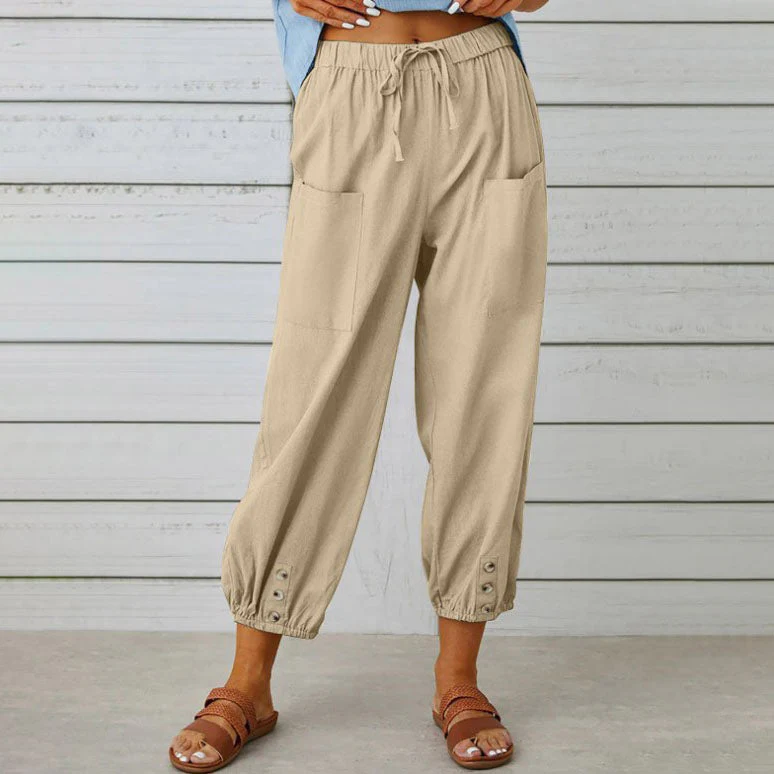 Lidia™ - Weite Damenhose aus Baumwolle und Leinen - Image 5