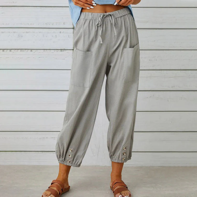 Lidia™ - Weite Damenhose aus Baumwolle und Leinen - Image 6