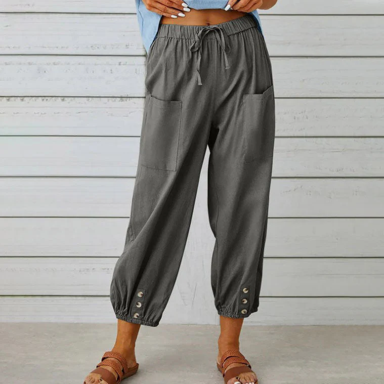 Lidia™ - Weite Damenhose aus Baumwolle und Leinen - Image 7