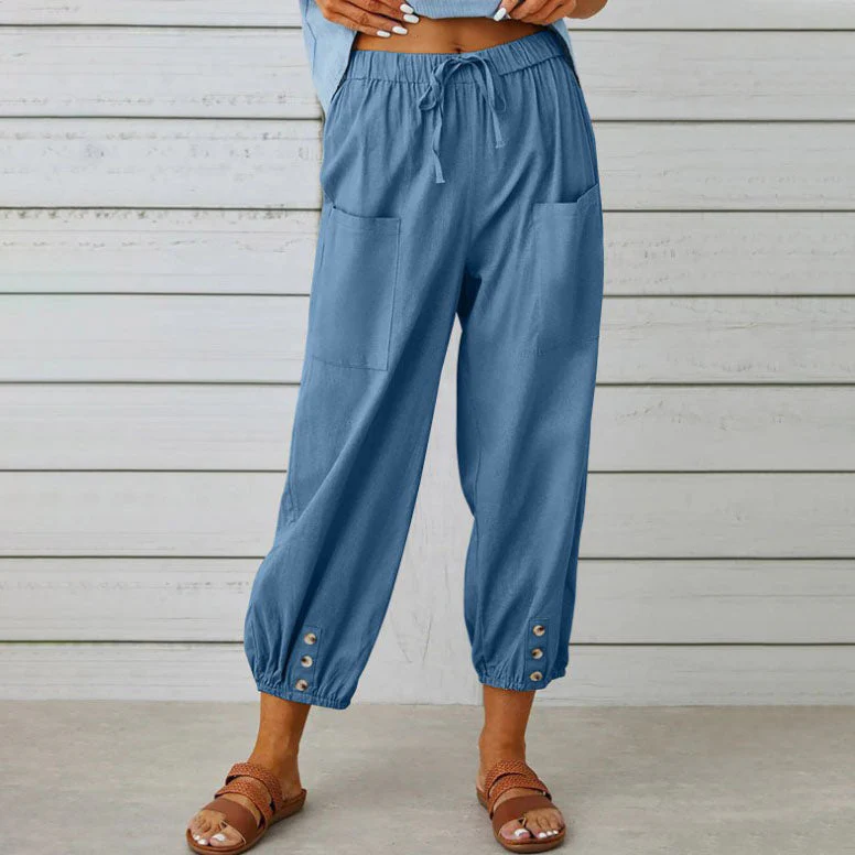 Lidia™ - Weite Damenhose aus Baumwolle und Leinen - Image 8